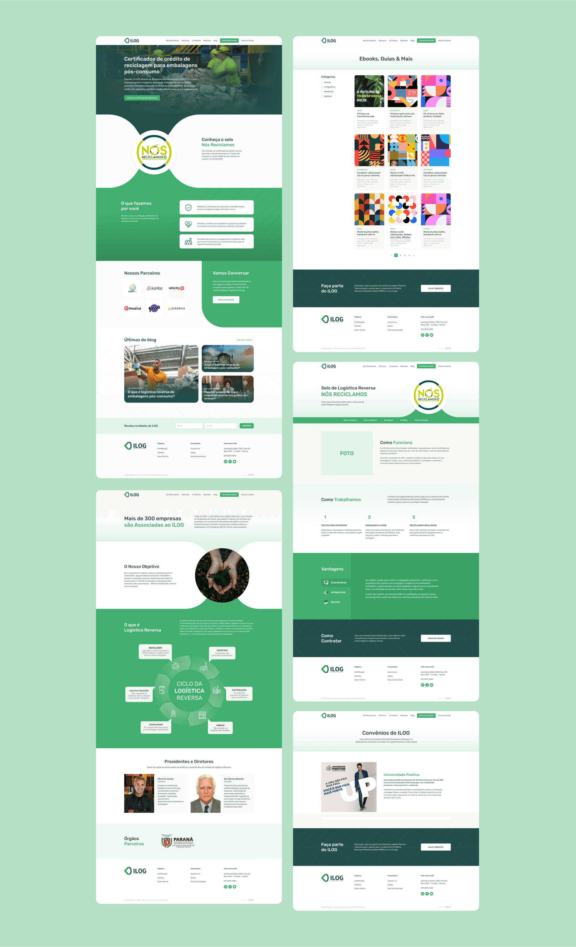 Apresentação completa das páginas do site do ILOG e do programa Nós Reciclamos