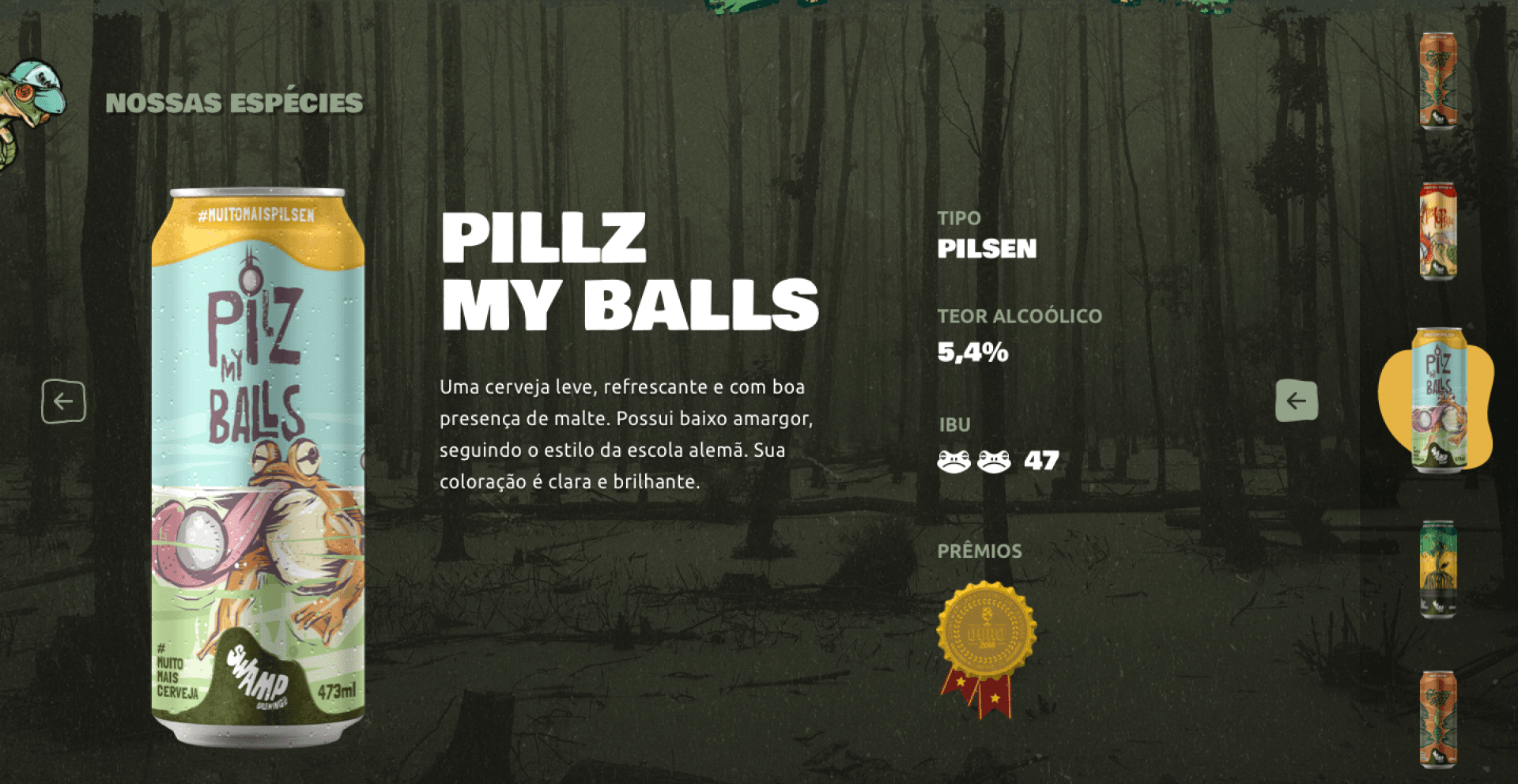 Catálogo da Swamp com o rótulo Pilz My Balls e sua ficha de características