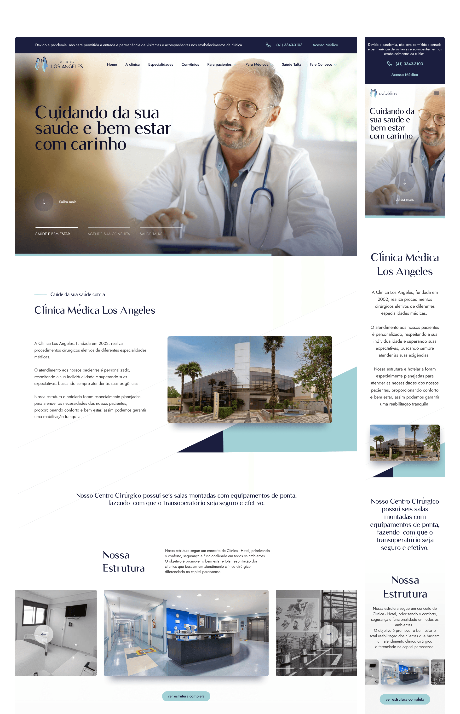 Apresentação da interface desktop e mobile do Hospital Los Angeles